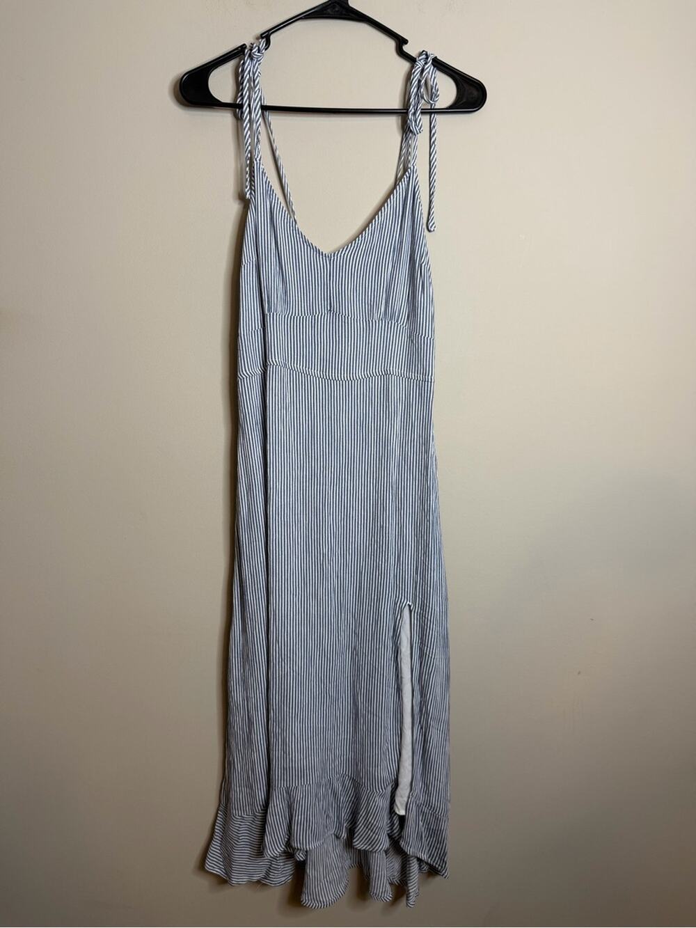 Abercrombie & Fitch Midi Dress Pinstripe Blue White Size Medium Petite